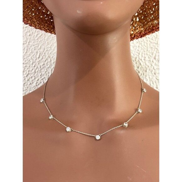 925 Silver Station Cz Necklace - Picture 5 of 6